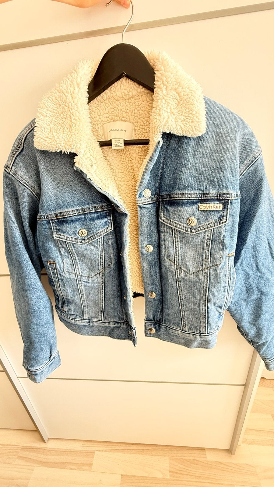Calvin Klein Jeans spijkerjas met teddy voering, Ophalen of Verzenden, Zo goed als nieuw, Maat 36 (S), Blauw