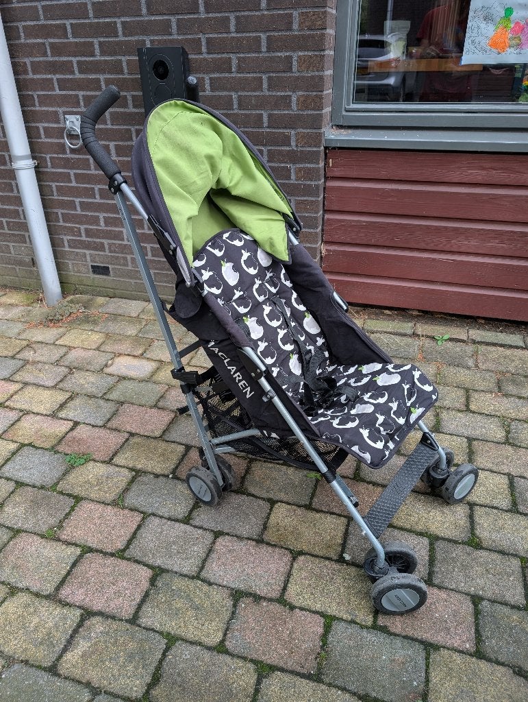 Maclaren Buggy met accessoires en fietsdrager, Ophalen, Gebruikt, Maclaren, Regenhoes