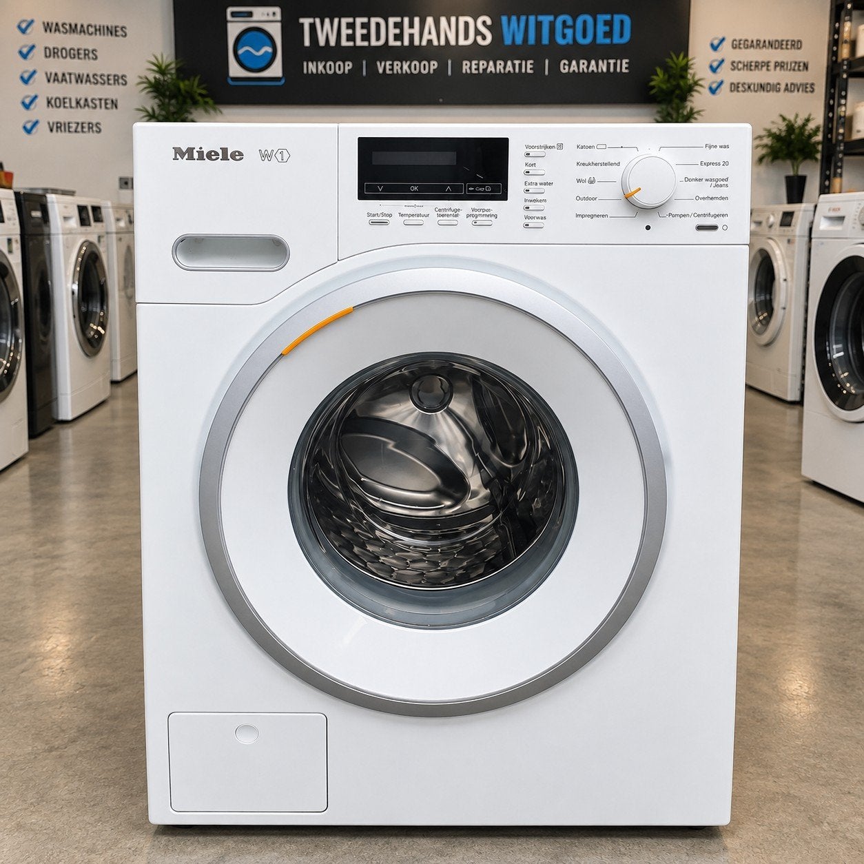 Miele W1 wasmachine | 3 maanden garantie | Getest & schoon, Ophalen, Zo goed als nieuw, 85 tot 90 cm, 1200 tot 1600 toeren