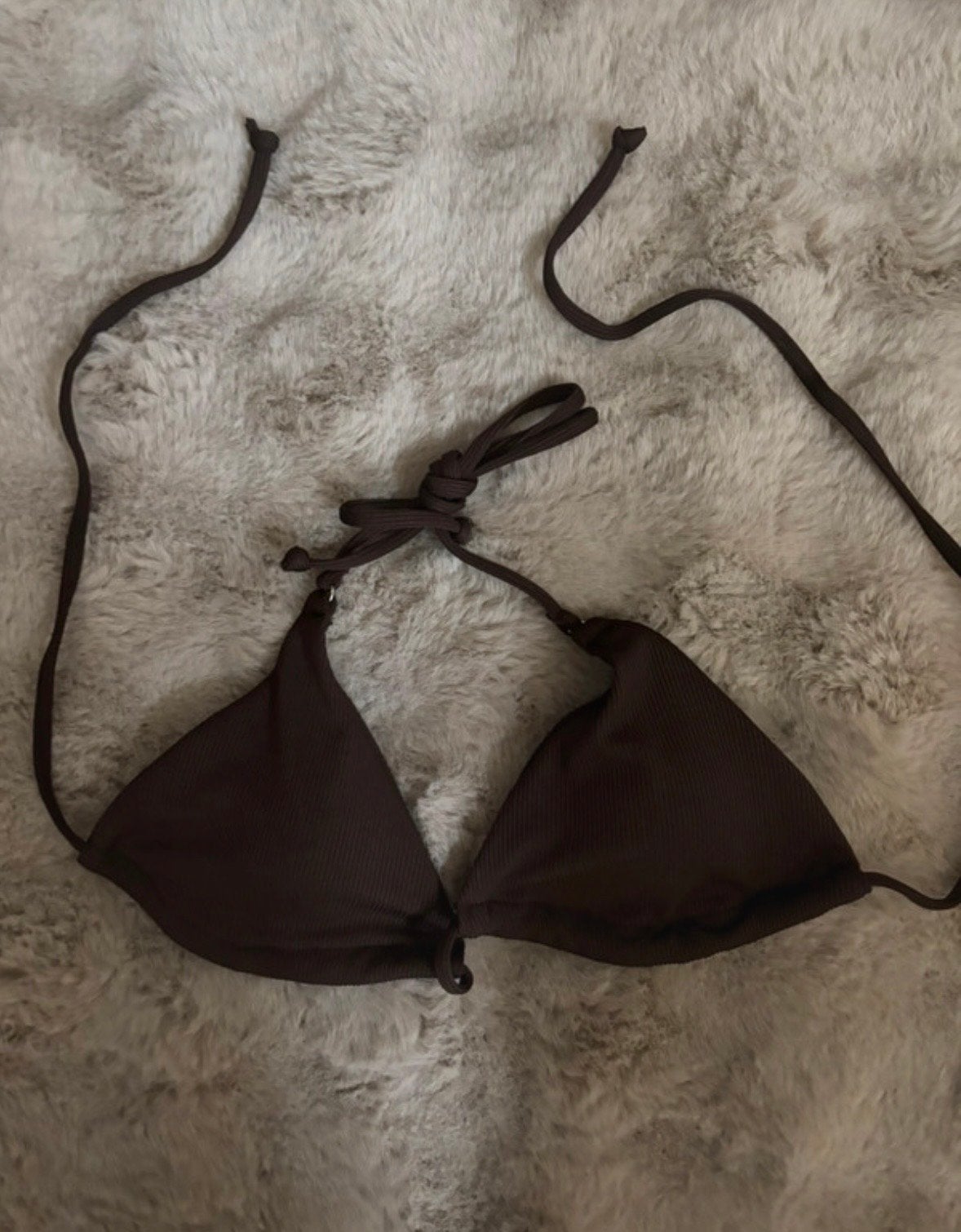 Donkerbruine geribbelde bikini, Ophalen of Verzenden, Zo goed als nieuw, Bruin, Bikini