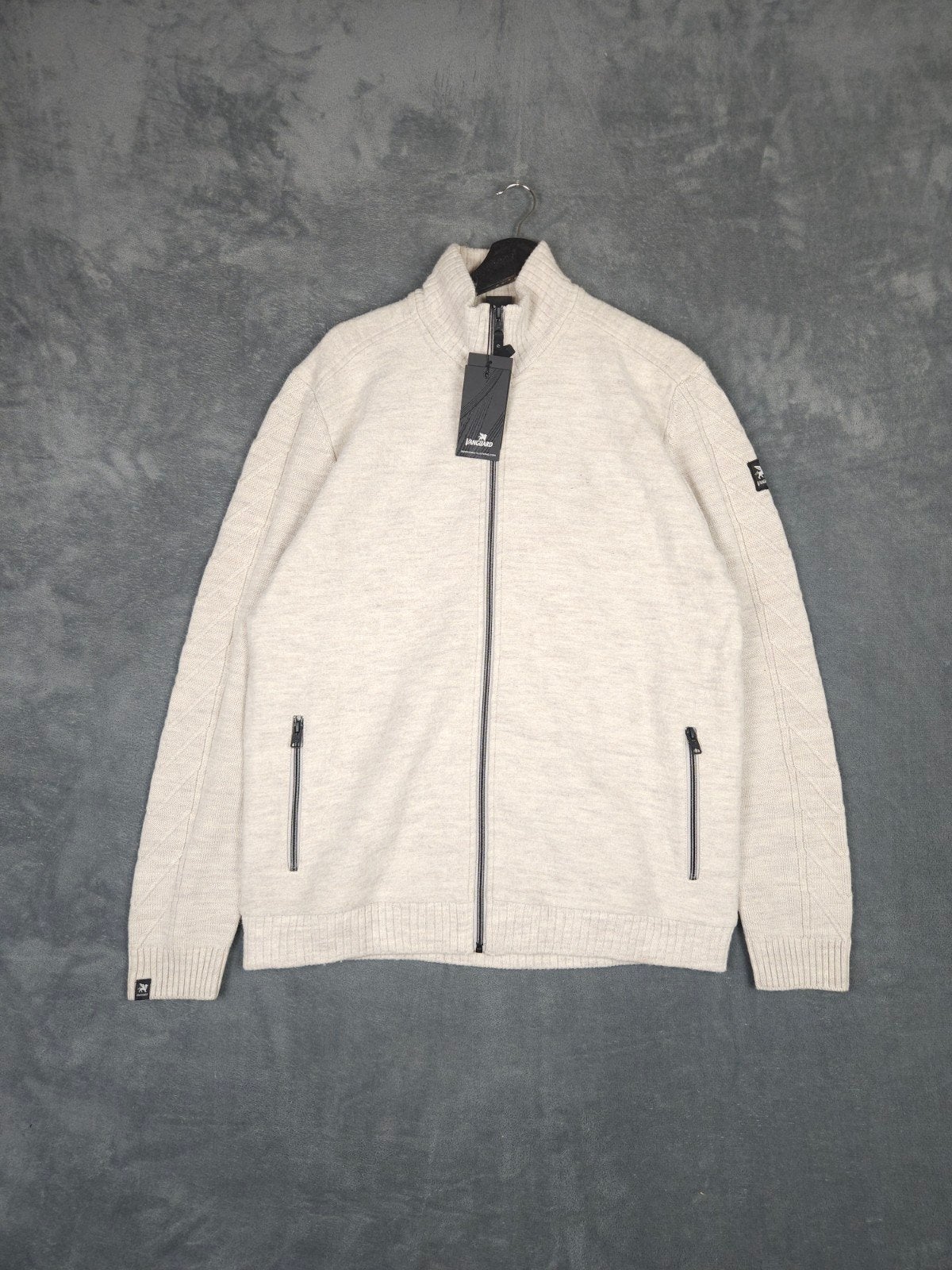 Vanguard Vest Rits XL Merino Wol Beige Knit Cardigan Nieuw, Verzenden, ., Beige, .