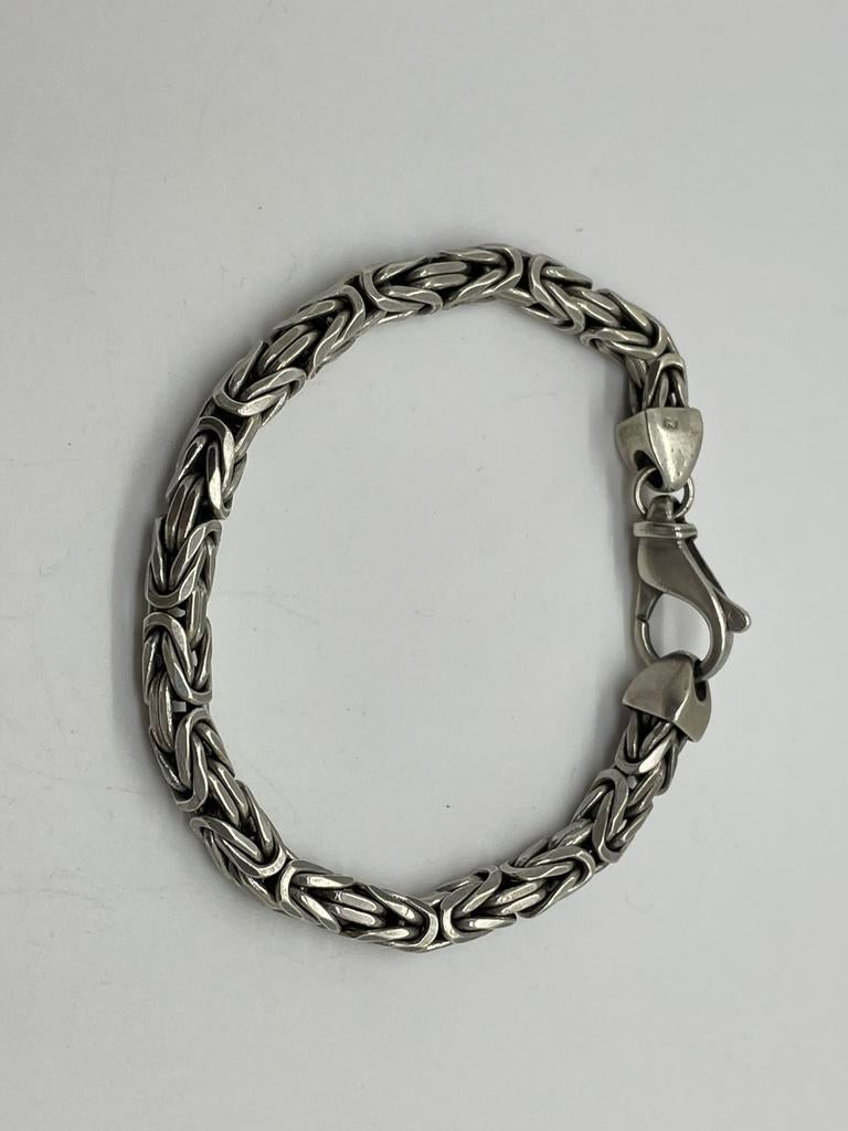D899 Prachtige zilveren armband koningsschakel, Ophalen of Verzenden, X, Zilver, Zilver