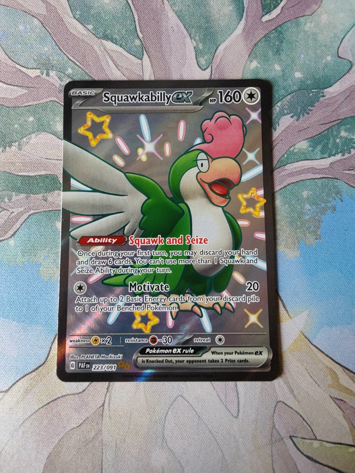 Pokemon paldean fates squawkabilly ex full art 223/091, Ophalen of Verzenden, Nieuw, Losse kaart, Foil