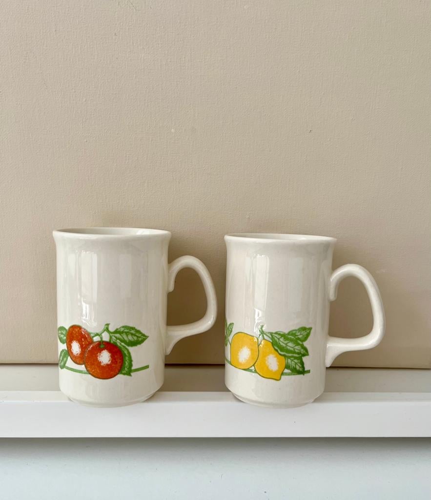 Vintage bekers fruitdecor-JT made in england, Ophalen of Verzenden