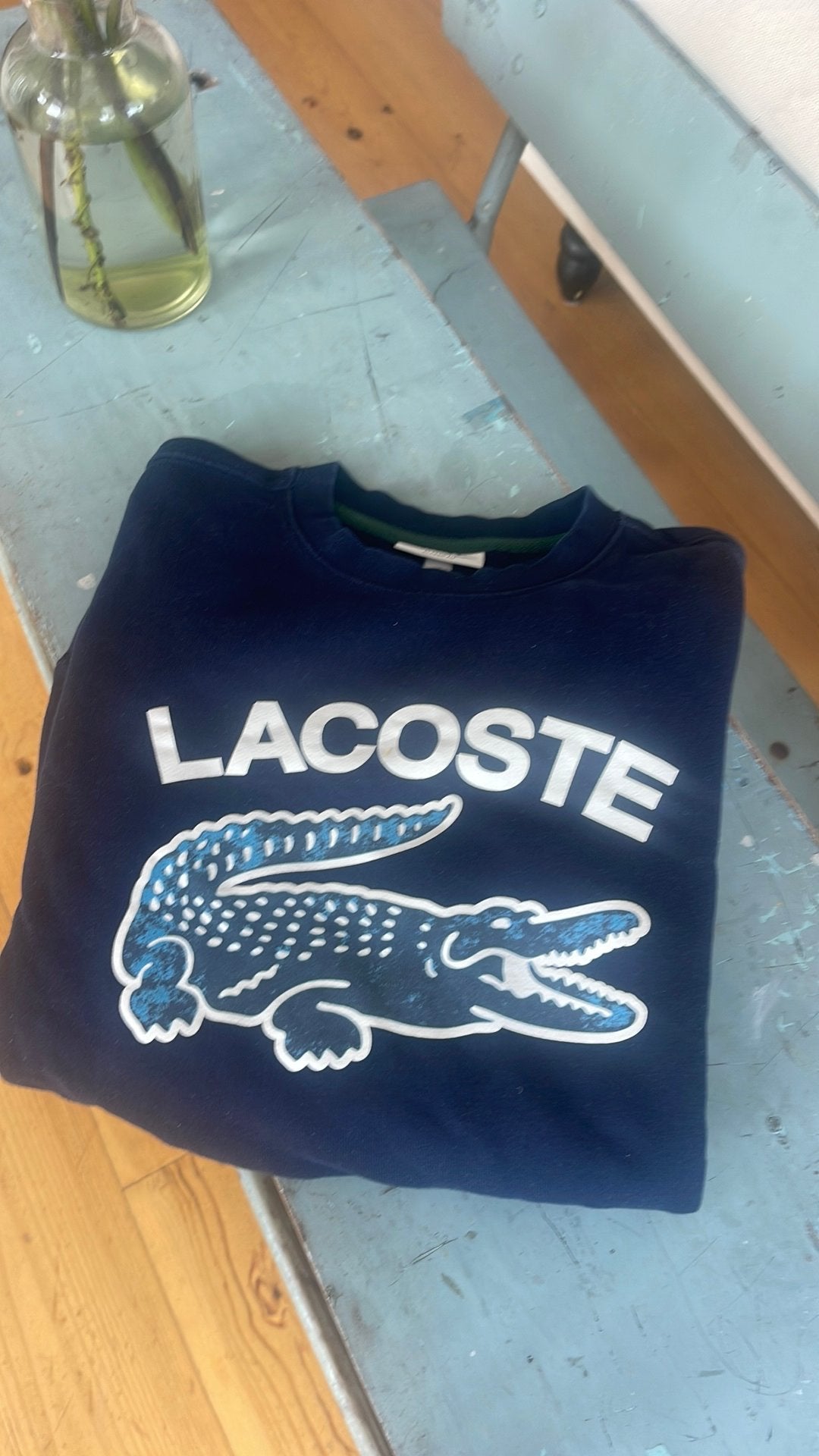 Lacoste sweater donkerblauw zo goed als nieuw M, Ophalen of Verzenden, Zo goed als nieuw, Blauw