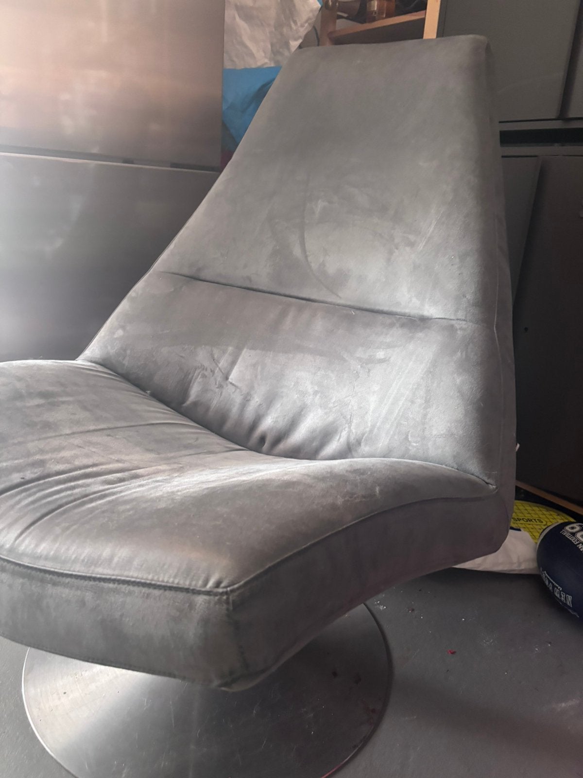Grijze fauteuil, Ophalen, Gebruikt, Minder dan 75 cm, Stof