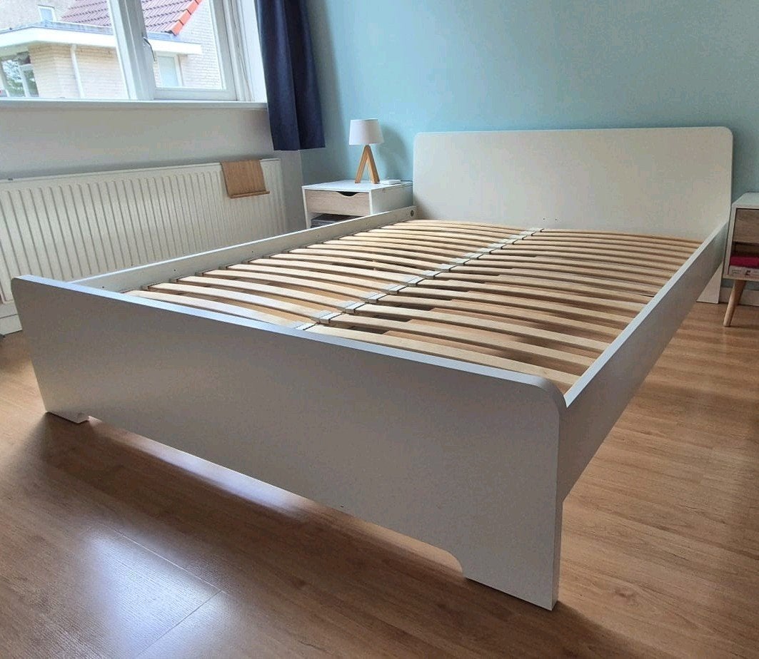 Bedframe Ikea 160x200cm wit, Huis en Inrichting, Ophalen, Gebruikt, Wit, Tweepersoons