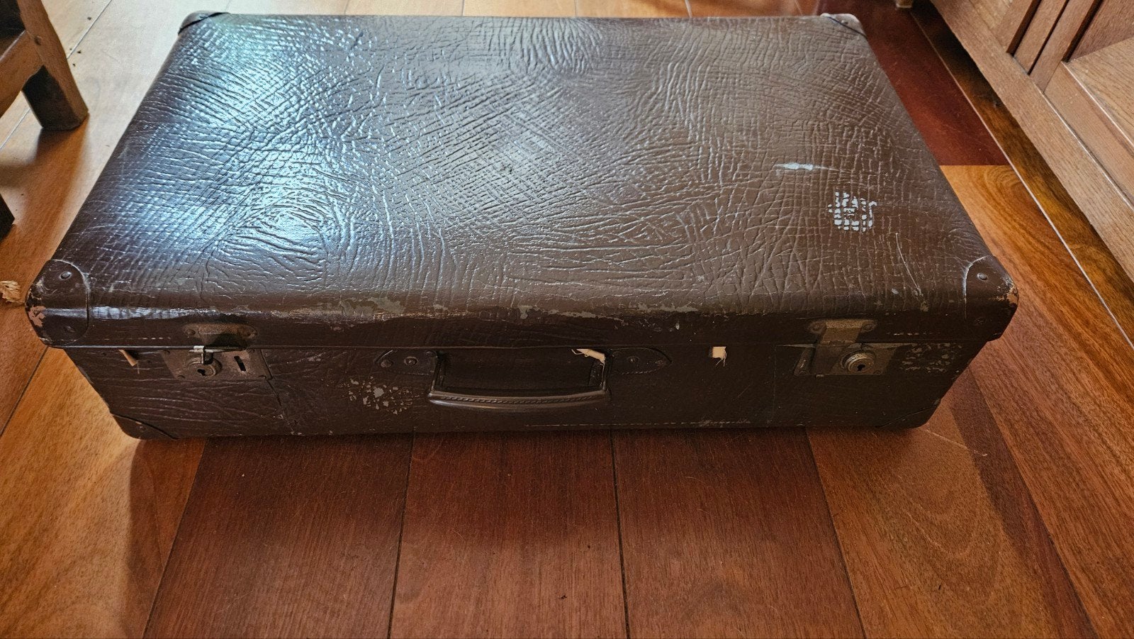 Vintage Koffer - Bruin Lederen Reiskoffer, Ophalen