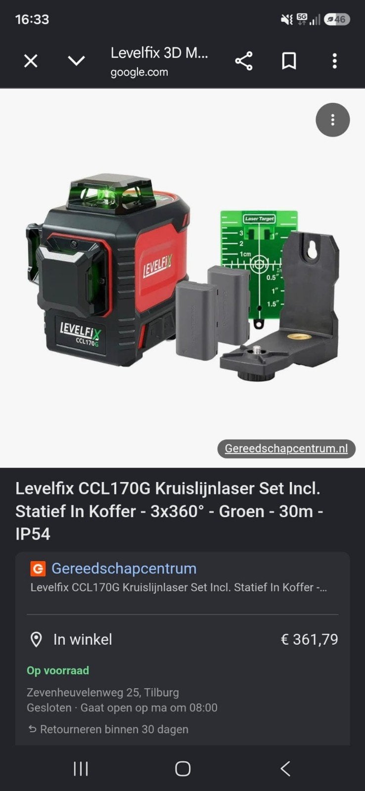 LevelFix CCL170G Kruislijnlaser Set - Groen 3x360, Ophalen, Gebruikt, Overige typen, Overige merken