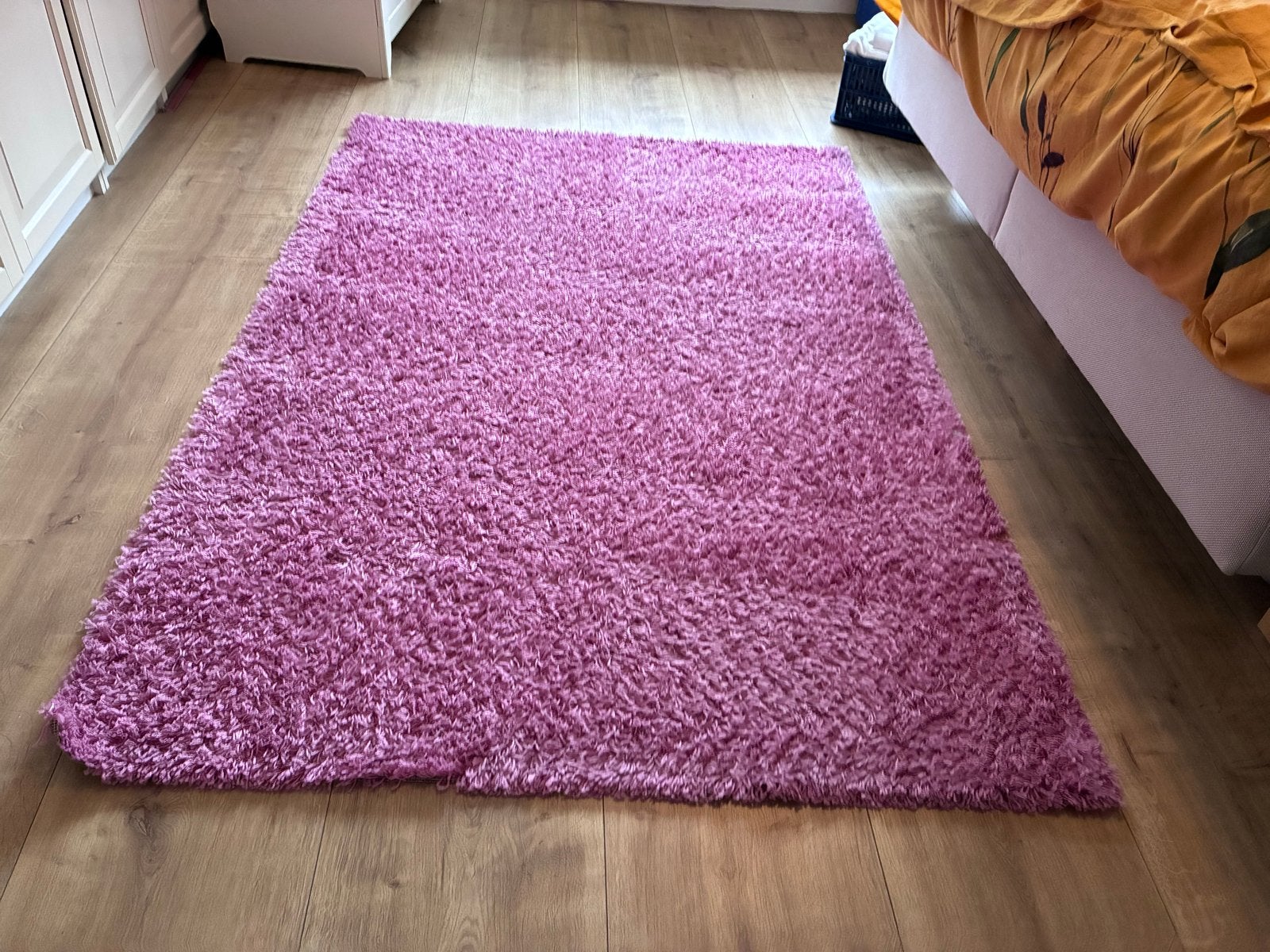 Roze hoogpolig vloerkleed - IKEA Hampen (133x195 cm), Ophalen, 100 tot 150 cm, Zo goed als nieuw, Roze