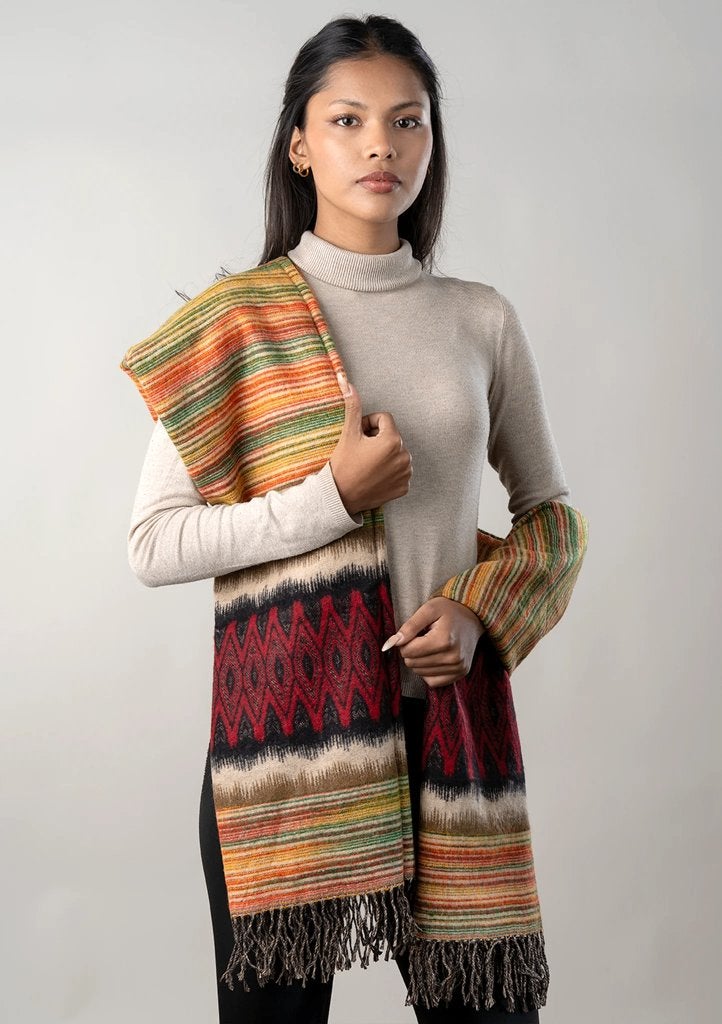 Handgeweven Nepalese wollen sjaal, Verzenden, Maat 46/48 (XL) of groter, Nieuw, Nepalhandwerk.nl