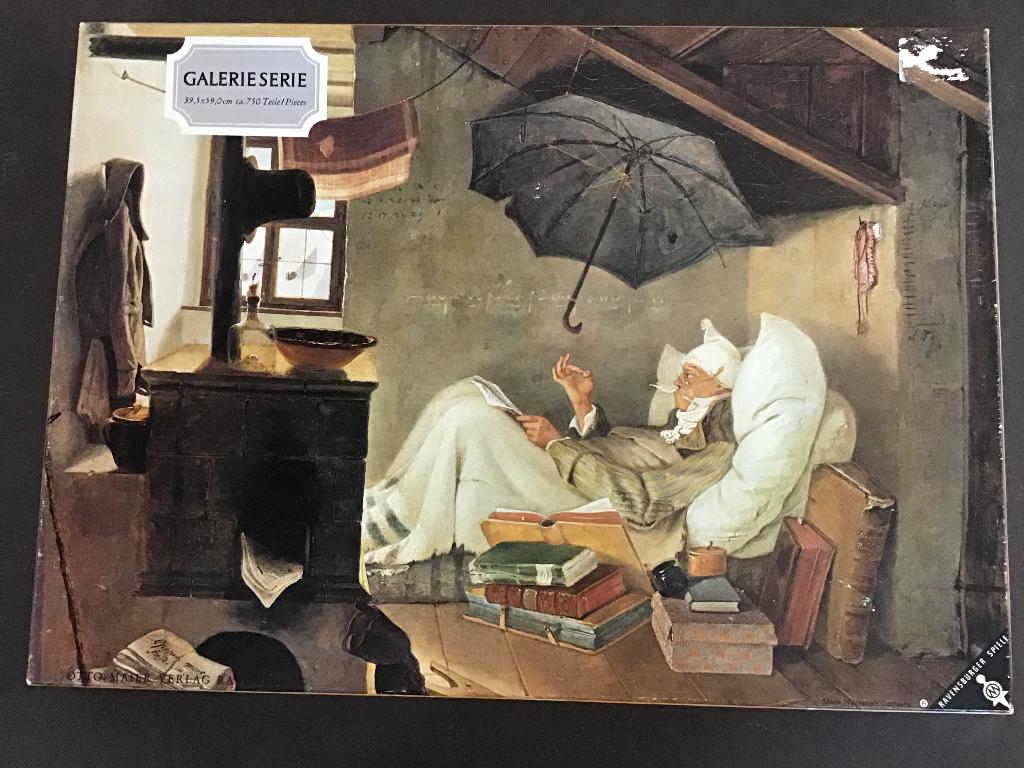 Vintage Ravensburger Spitzweg Der Arme Poet 750 stukjes, Ophalen of Verzenden, 500 t/m 1500 stukjes, Gebruikt, Legpuzzel