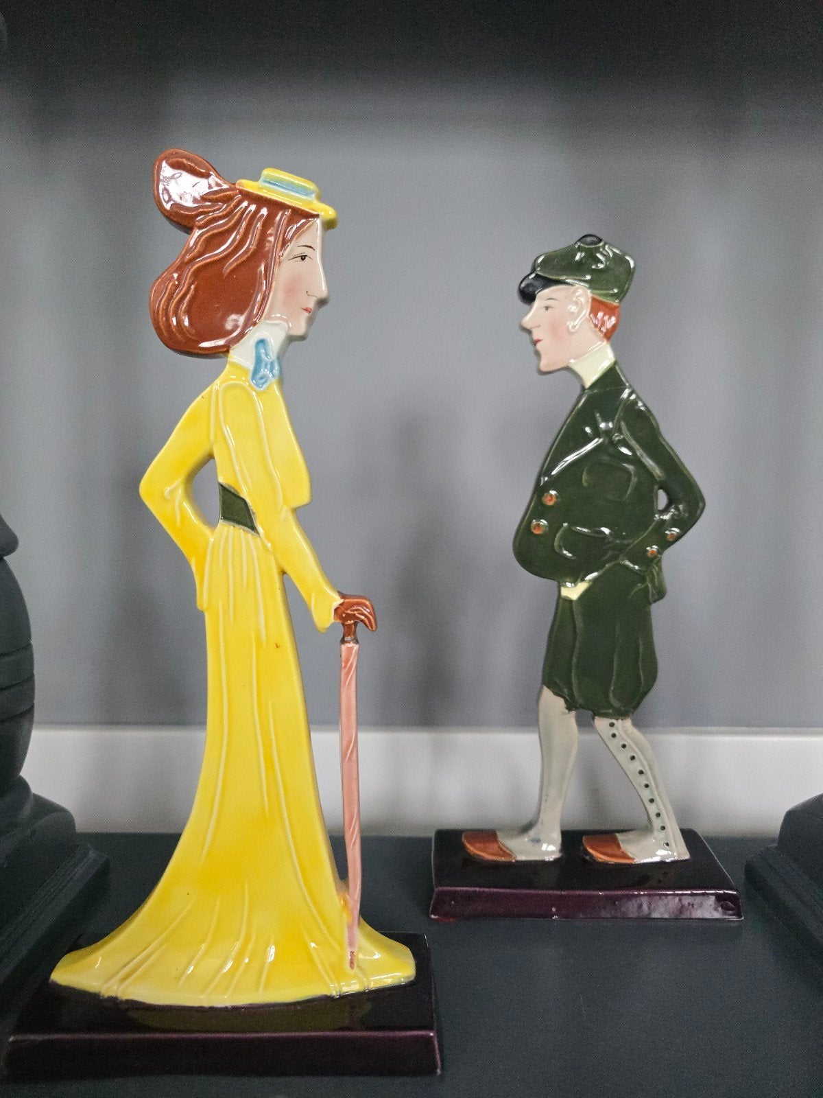 Zeldzame set van 2 Art Deco / Art Nouveau 1900 1920S figuren, Antiek en Kunst, Ophalen of Verzenden