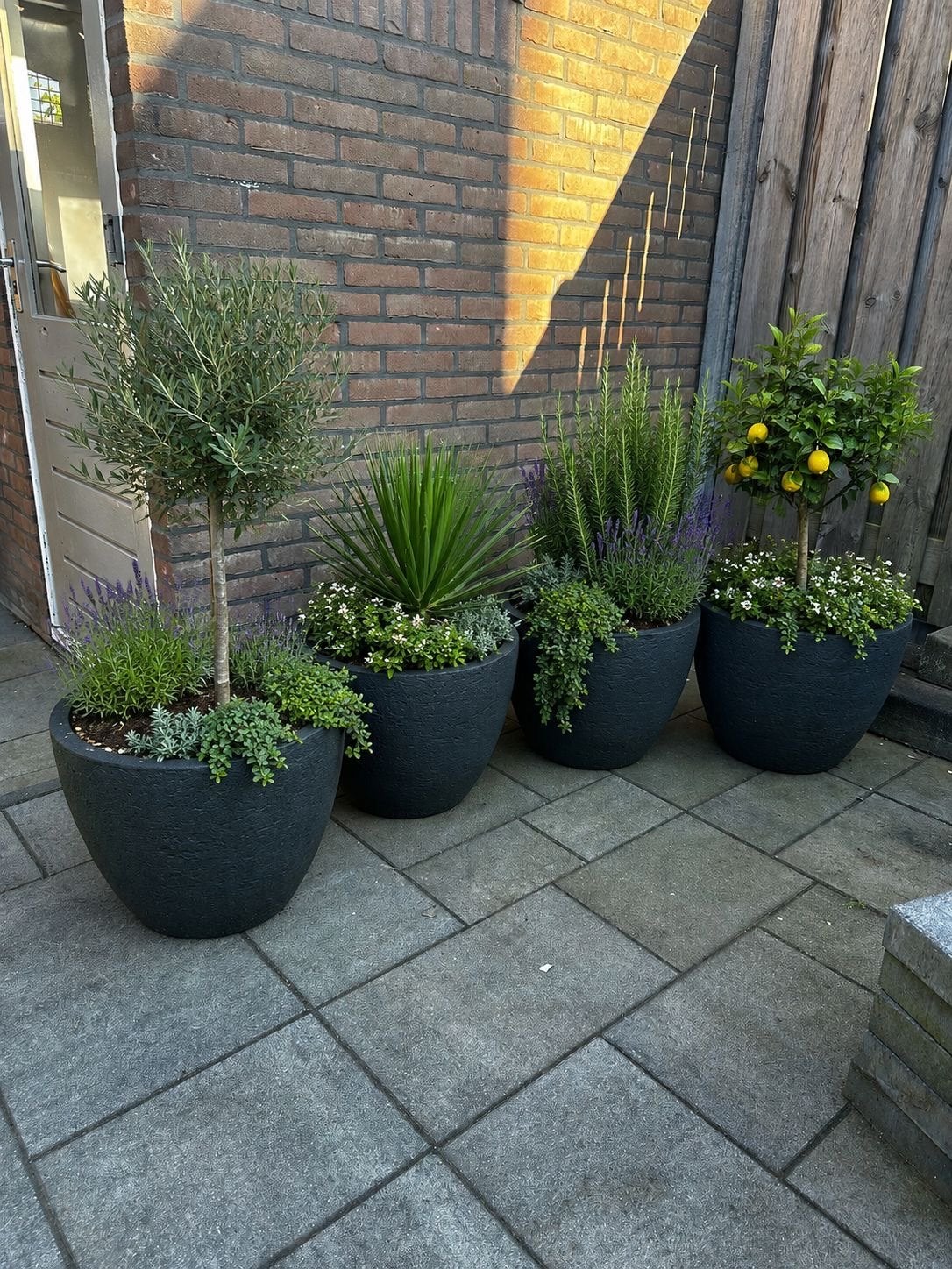 4x Kunststof plantenbakken, 38cm hoog, 48cm diameter, Ophalen, Kunststof, Gebruikt, Balkon