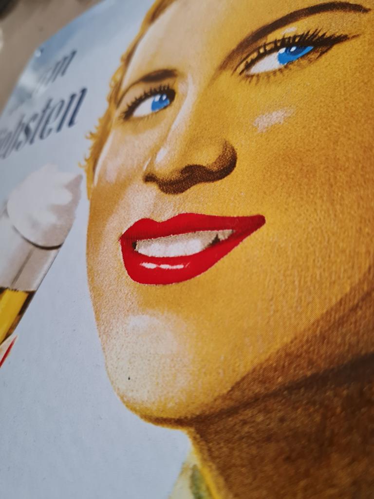Krombacher emaille bier bord, Ophalen of Verzenden, Reclamebord