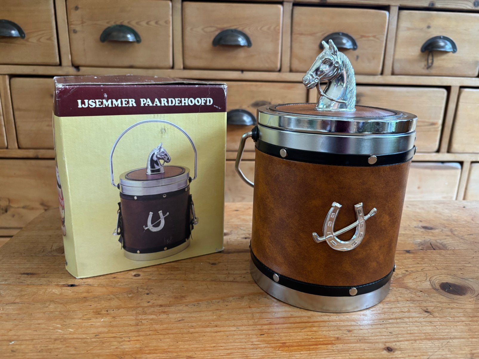 Vintage ijsemmer met paardenhoofd in originele verpakking, Ophalen of Verzenden, Huis en Inrichting