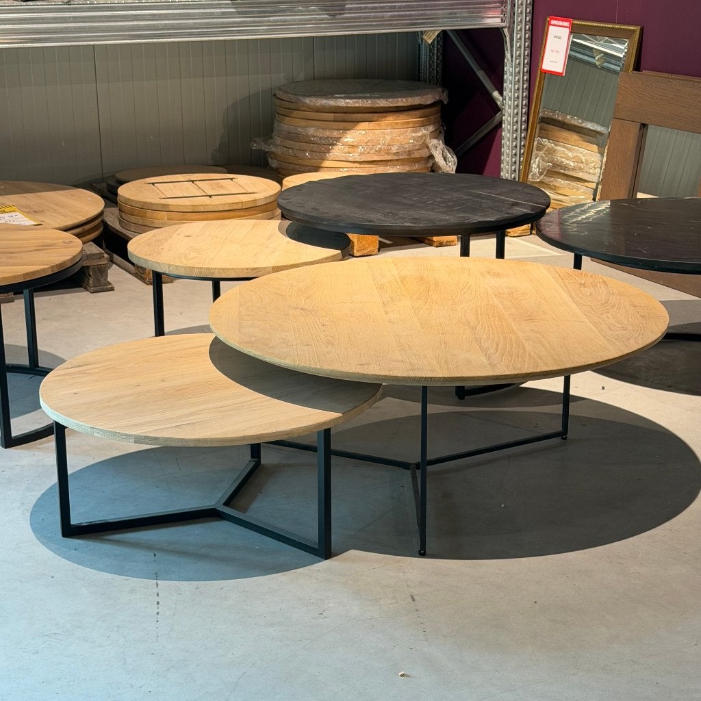 Eiken salon tafels inclusief poot of losse eiken bladen, Huis en Inrichting, Tafels | Salontafels, Ophalen, 50 tot 100 cm, Nieuw