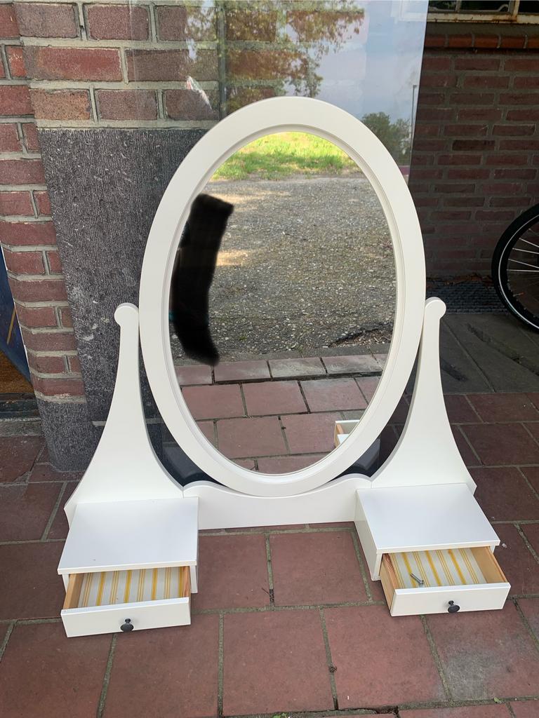 Hemnes ladekast kaptafel onderdeel met glazen plaat, Ophalen of Verzenden, Zo goed als nieuw, Rechthoekig, Minder dan 100 cm