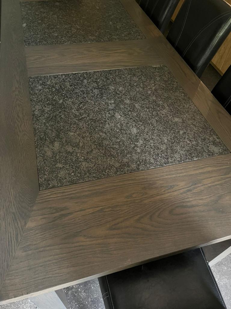 Eettafel 220x100 cm met 2 granieten platen, Huis en Inrichting, Tafels | Eettafels, Gebruikt, Overige materialen, 200 cm of meer