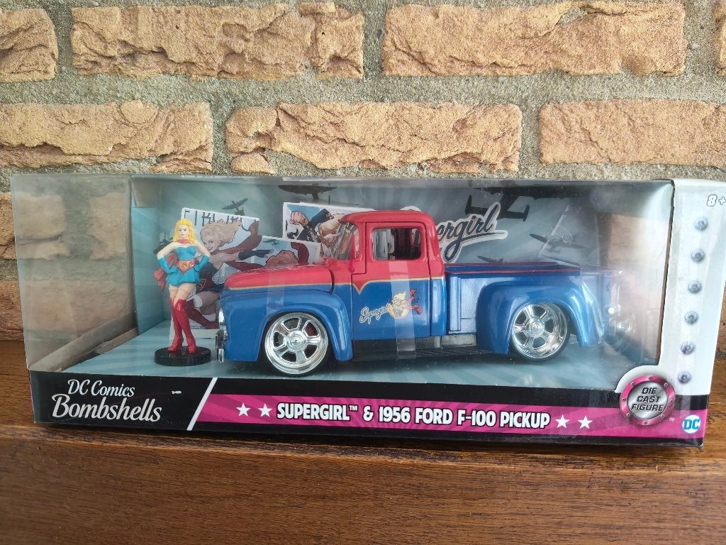 (279) Ford F-100 Pickup met supergirl schaalmodel, Verzenden, Nieuw, Bus of Vrachtwagen, Overige merken
