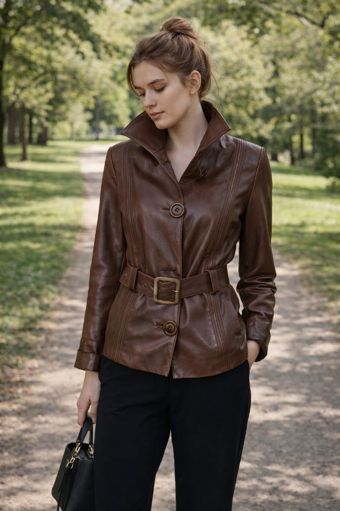 Vintage uniek leren jas van Elissa Leather Bruin-maat38, Bruin, Ophalen of Verzenden, Gedragen, Elissa Leather