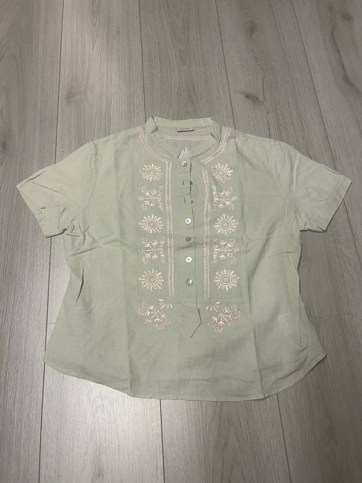 Noa Noa Blouse Maat S - Geborduurd Lichtgroen, Noa Noa, Ophalen of Verzenden, Maat 36 (S), Gedragen