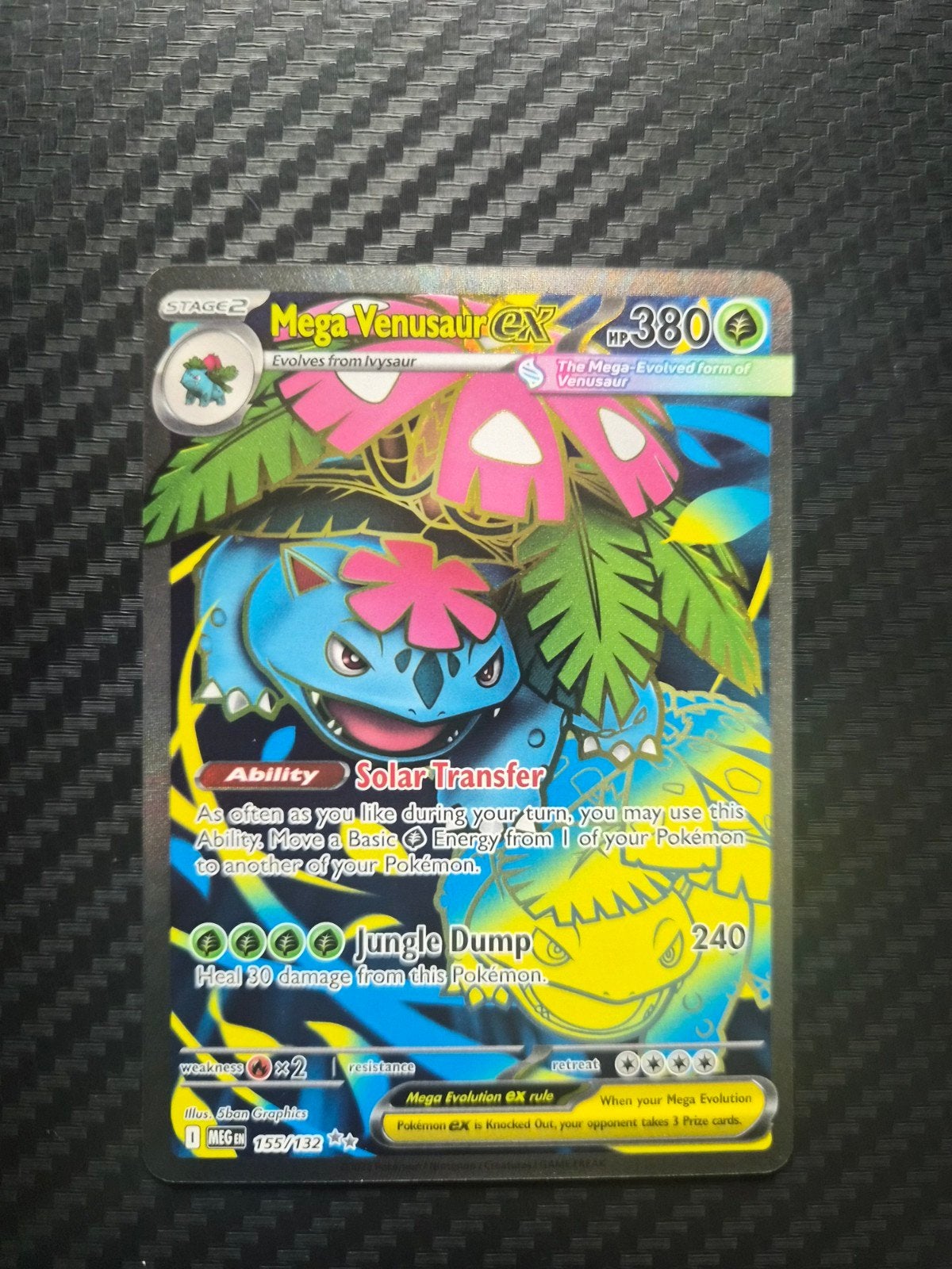Mega Venusaur EX 155, Ophalen of Verzenden, Zo goed als nieuw, Losse kaart, Foil