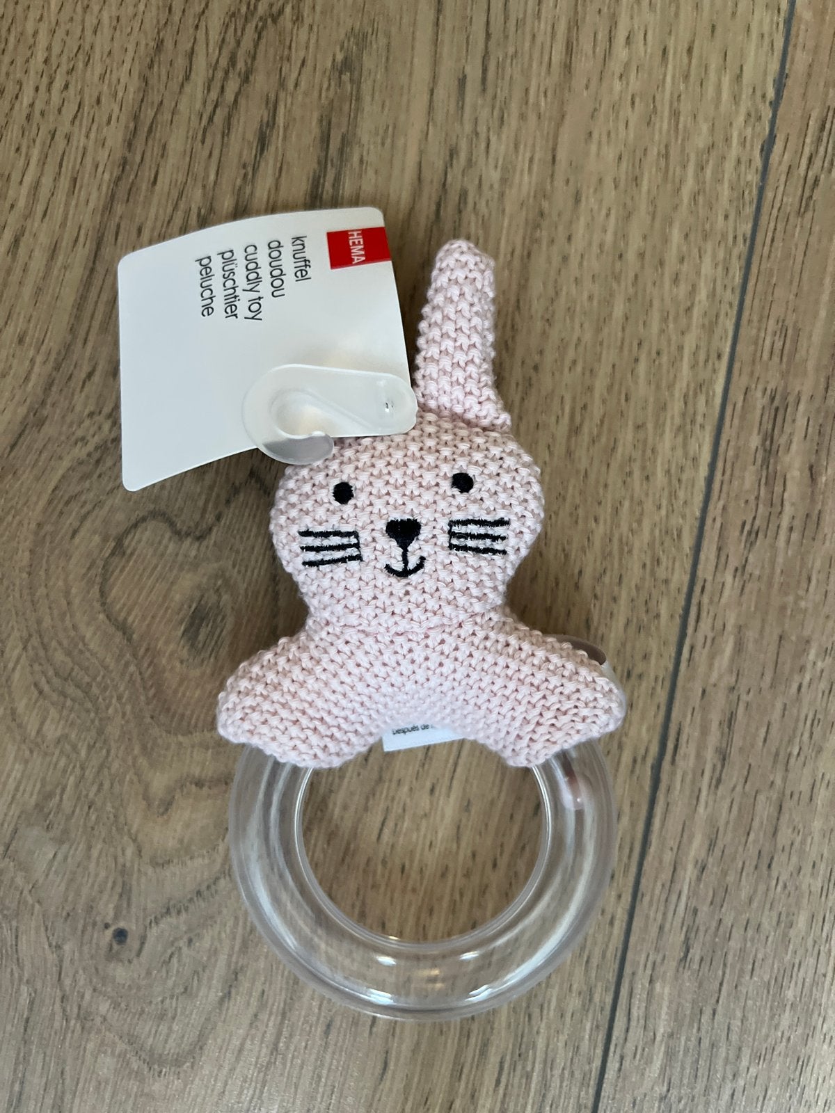 Hema Knuffel Konijn Rammelaar - Roze Cuddly Toy, Ophalen, Nieuw, Rammelaar