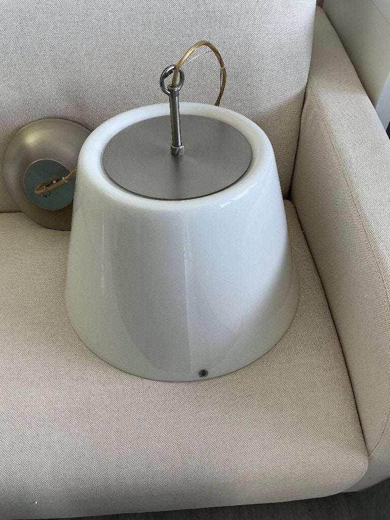 Dimbare hanglamp wit glas, Ophalen, Gebruikt, Glas, Modern