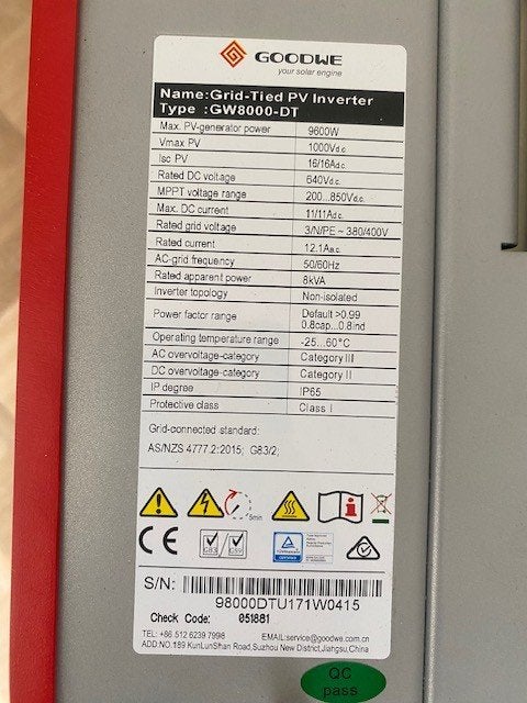 GoodWe GW8000-DT, Ophalen, Gebruikt, Overige typen