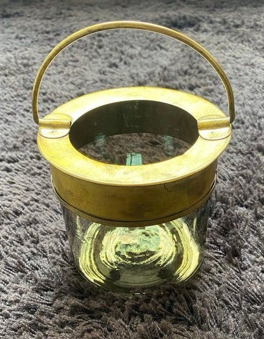 Windlicht, metaal en glas, rond, industrieel, nieuw, Overige kleuren, Nieuw, Ophalen of Verzenden, Metaal