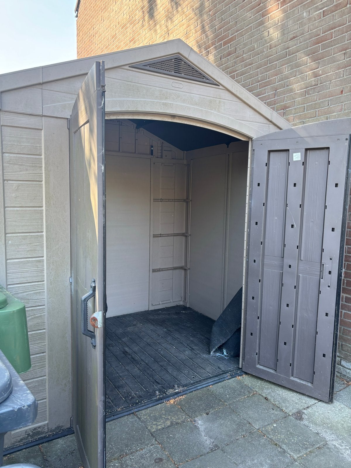 Kunststof schuurtje ophalen, Tuin en Terras, Bergingen en Tuinkasten, Ophalen, Gebruikt, Kunststof, Overige typen