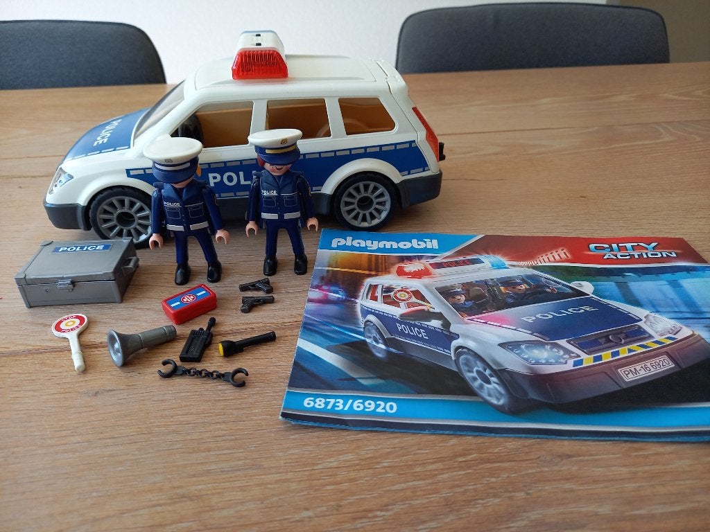 Playmobil Politieauto met zwaailicht en sirene - 6873 COMPL, Complete set, Voertuig, Ophalen of Verzenden, Zo goed als nieuw