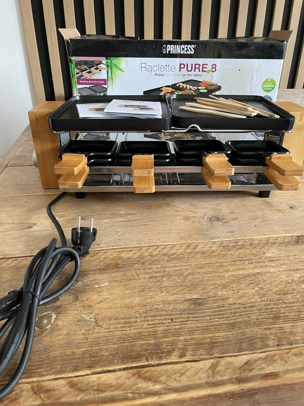 Princess Raclette Pure 8 gourmetsel, Ophalen of Verzenden, Zo goed als nieuw, 8 personen of meer