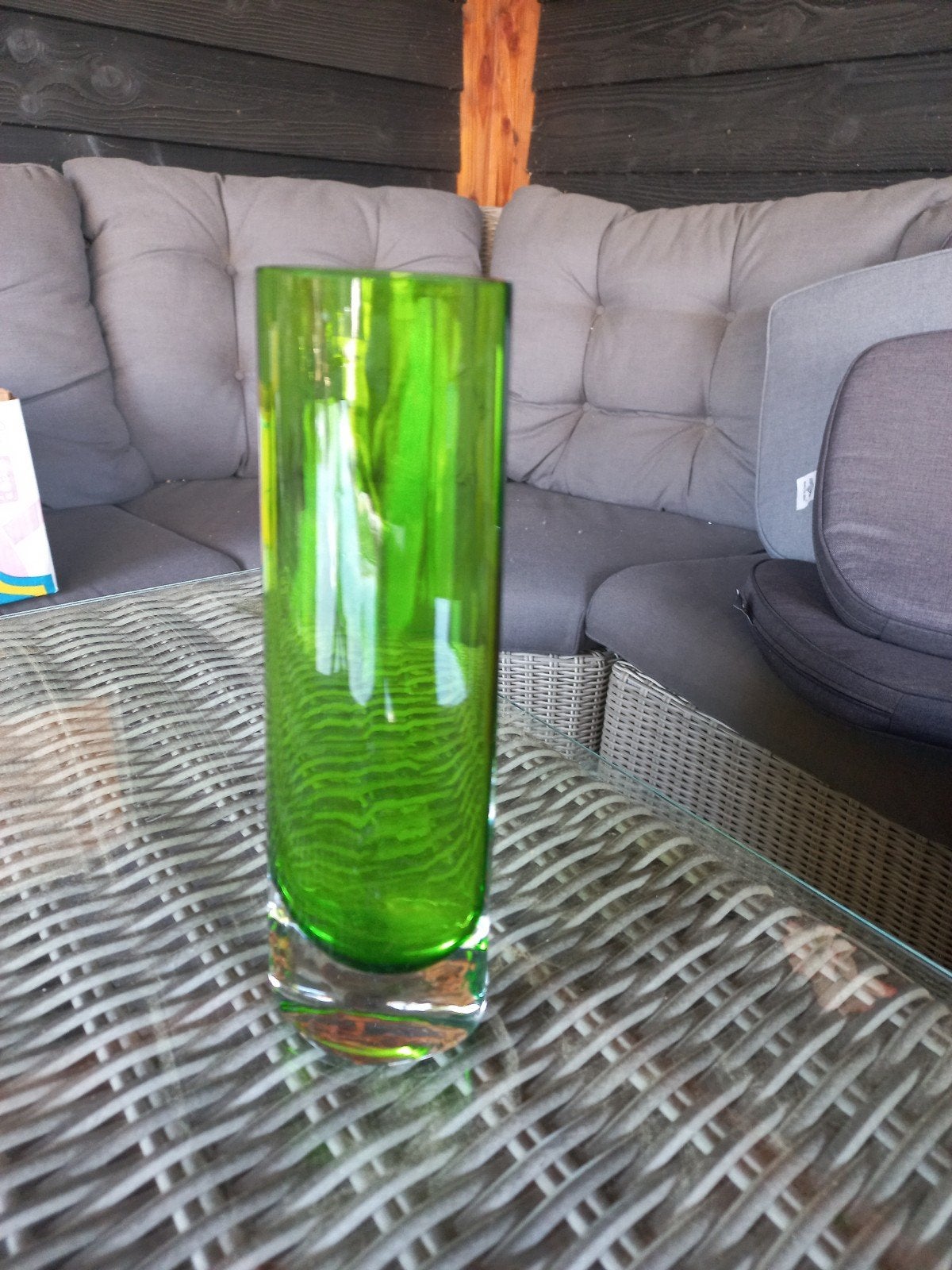 Groene glazen vaas Scandinavisch design jaren 60/70, Ophalen of Verzenden