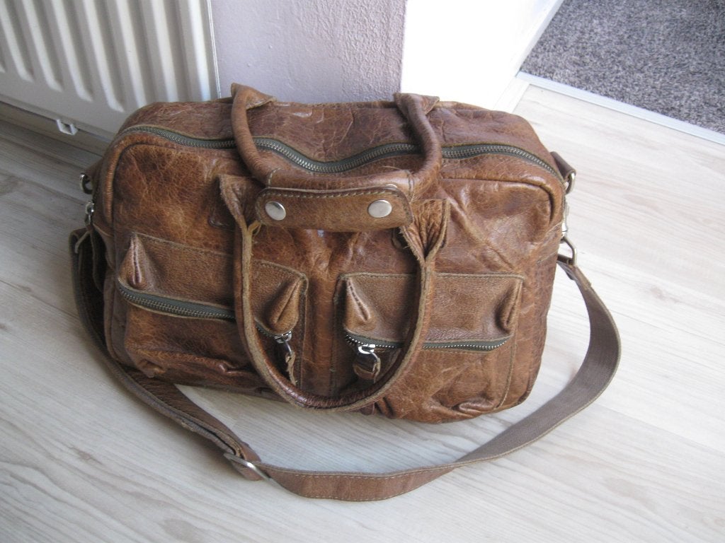 COWBOYSBAG donkerbruin leer, Ophalen of Verzenden, Gebruikt, Bruin, Leer