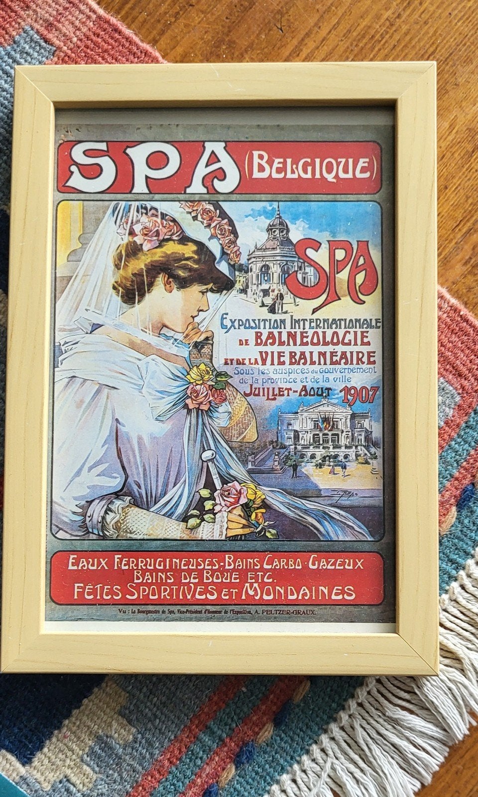 Set van 4 ingelijste vintage Belgische ansichtkaarten, Huis en Inrichting, Ophalen, Minder dan 50 cm, 5 – 50, Print