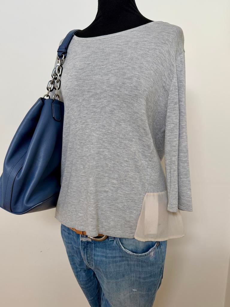 Max Mara Weekend trui grijs viscose en zijde maat L, Verzenden, Zo goed als nieuw, Maat 42/44 (L), Grijs