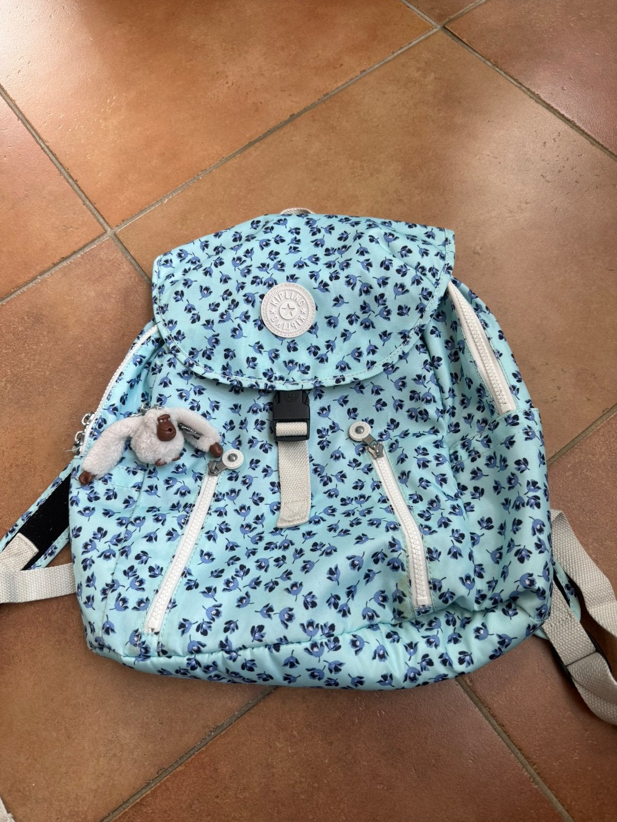 Meisjes Kipling rugzak pastel blauw met donkerbaluw, Sieraden, Tassen en Uiterlijk, Tassen | Rugtassen, Zo goed als nieuw, Kipling