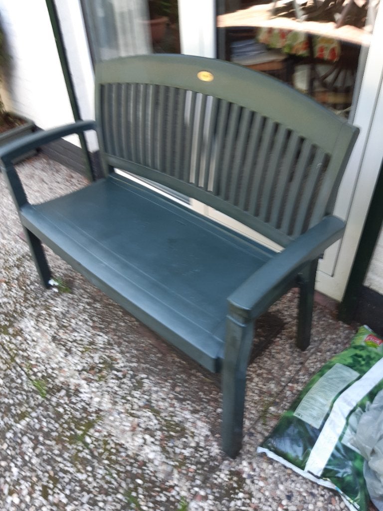 Tuinbankje Groen Plastic Hartman, Tuin en Terras, Tuinbanken, Ophalen, Gebruikt, Plastic