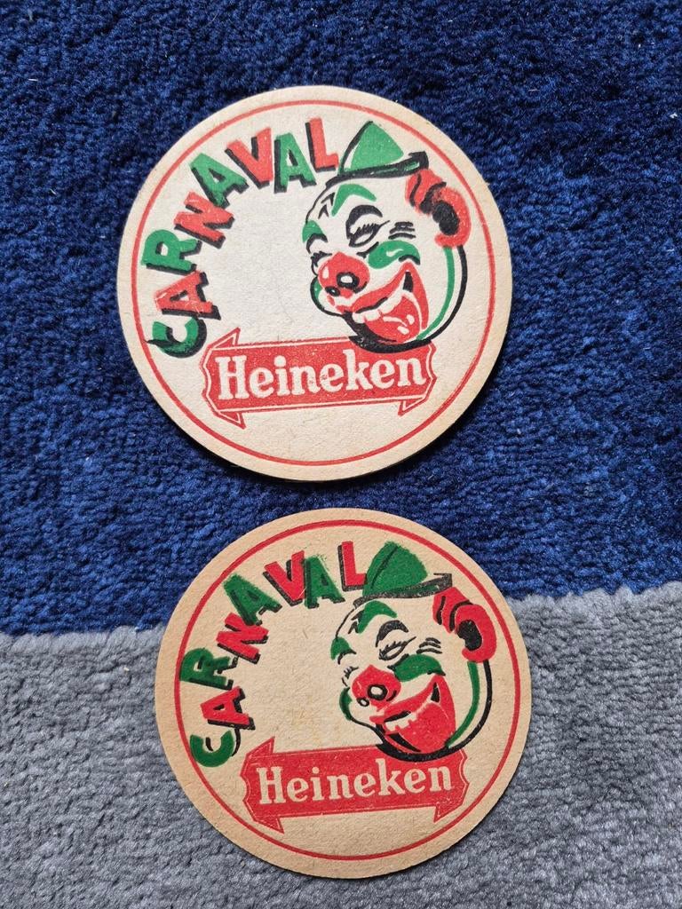 2x Heineken Carnaval Bierviltjes - Uniek Design, Ophalen of Verzenden