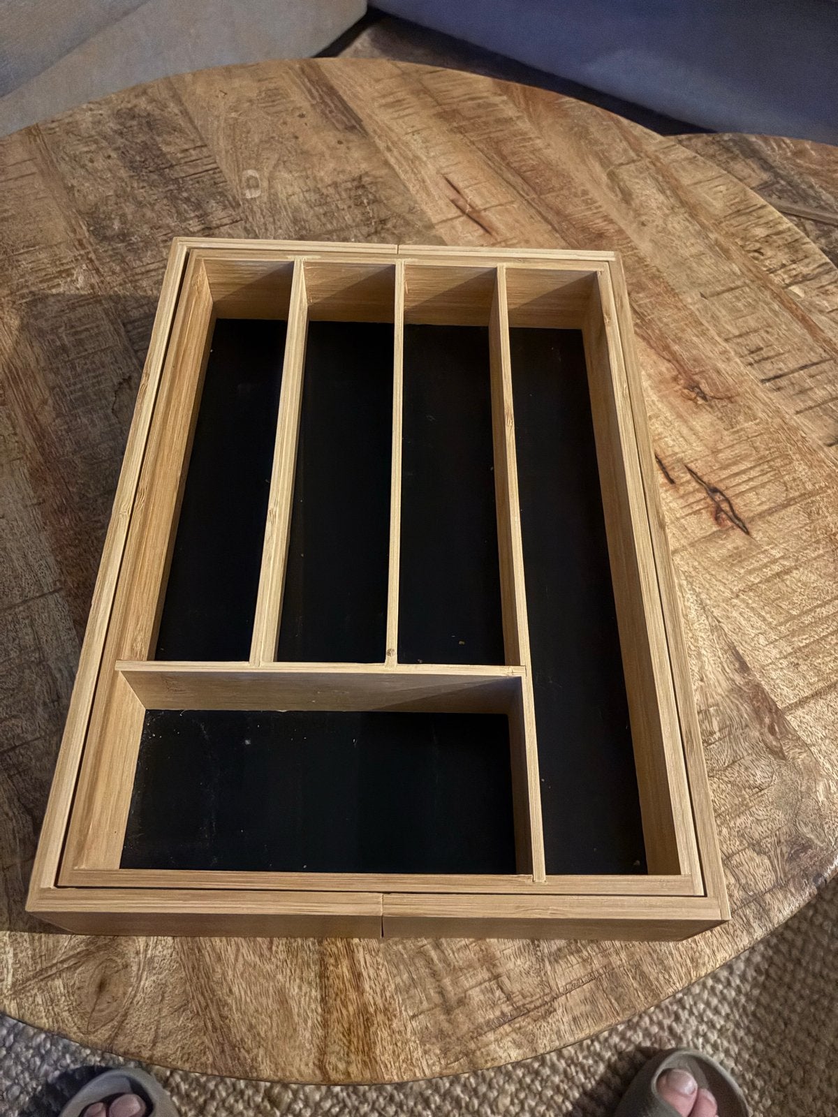 Uitschuifbare bestekbak van hout, Hout, Ophalen of Verzenden, Overige typen, Gebruikt