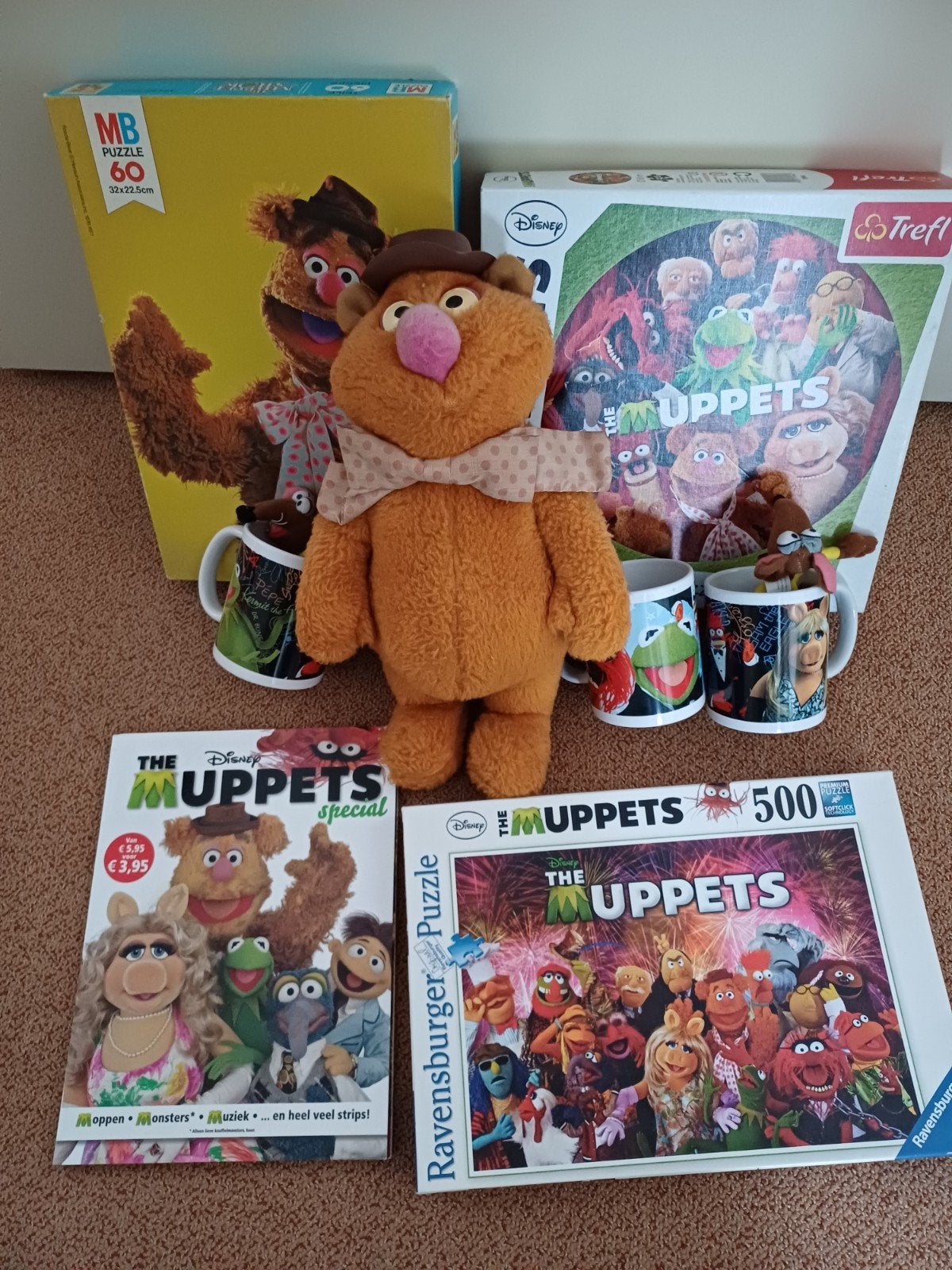 Muppets lot van puzzels mokken pluche Fozzie rizzo, Verzamelen, Ophalen of Verzenden, Overige figuren, Gebruikt, Gebruiksvoorwerp