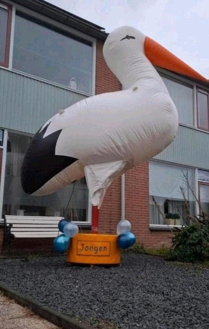 Grote opblaas ooievaar 4 meter te huur, Ophalen