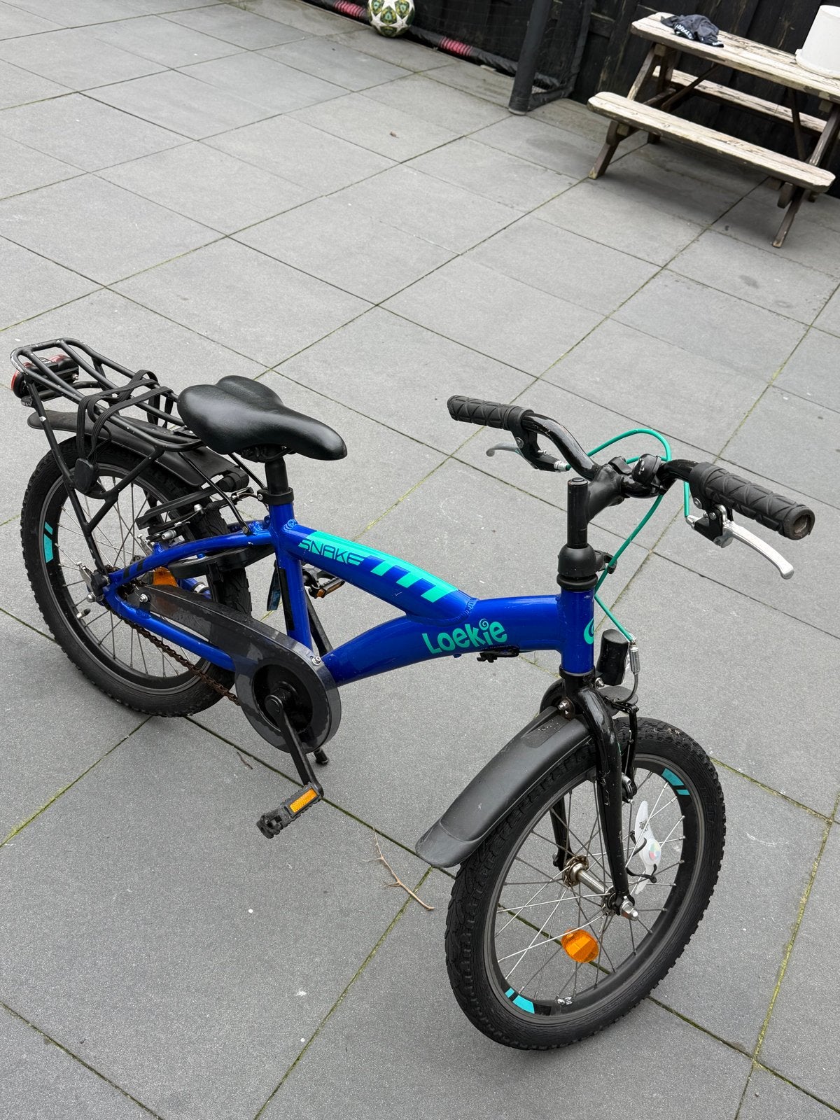 Loekie Snake Kinderfiets 18 inch met slot, Ophalen of Verzenden, Gebruikt, Terugtraprem, 16 tot 20 inch