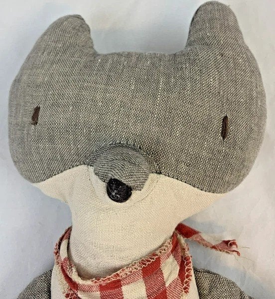 Maileg Wolf knuffel katoen grijs beige met geruite sjaal, Coolsingel 104, 3011 AG Rotterdam, Netherlands, Overige merken, Overige typen