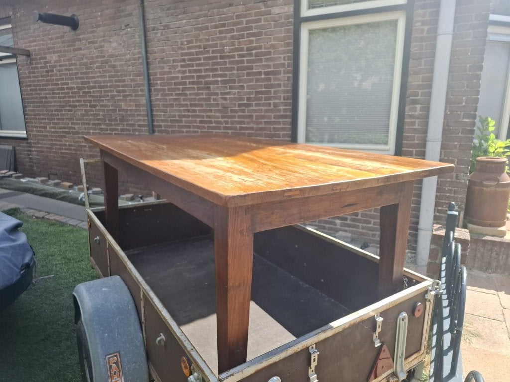 Teakhouten Tafel 180x92,5, Ophalen, Gebruikt, Teakhout, 50 tot 100 cm