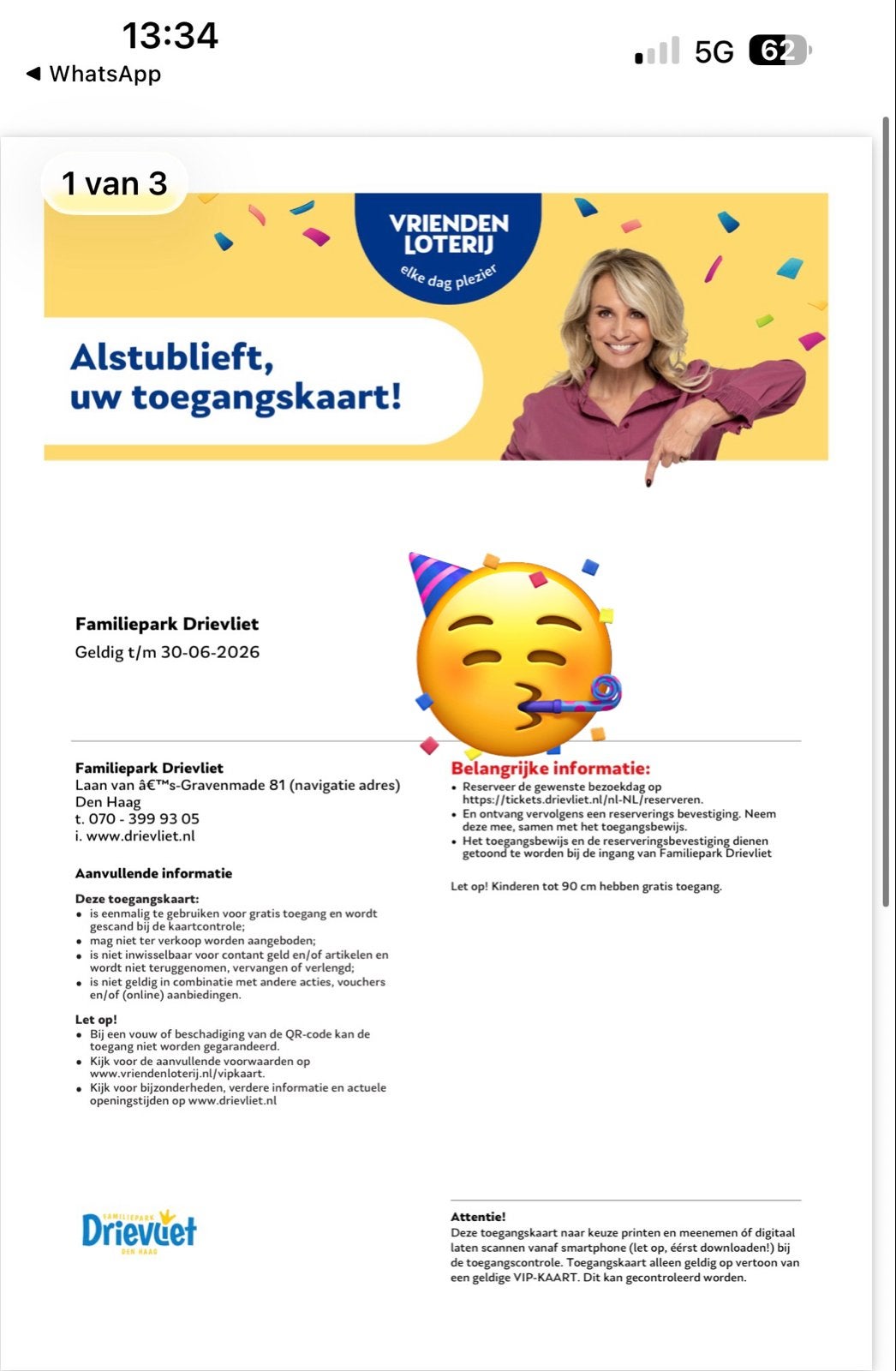 2 tickets drievliet, Twee personen, Ticket of Toegangskaart