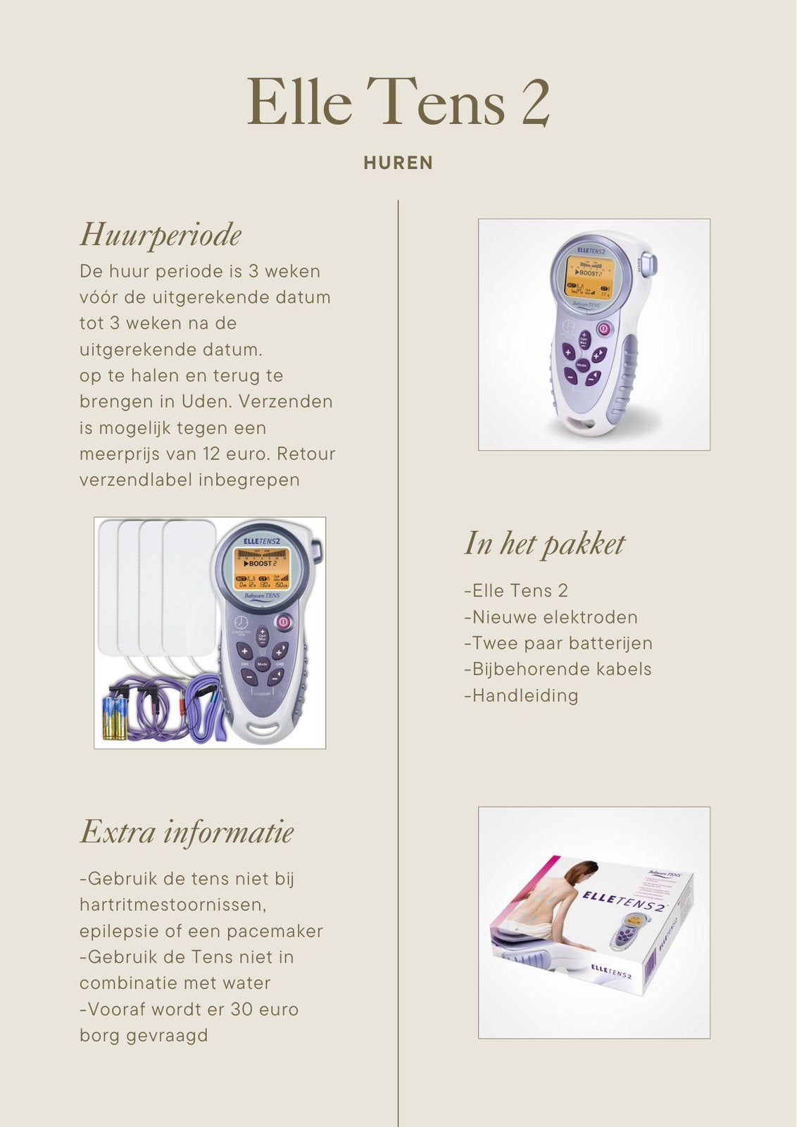 Elle Tens 2 te huur - ideaal voor tijdens de bevalling, Ophalen of Verzenden, Zo goed als nieuw