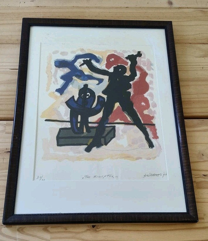 H. Krikhaar - The Sculptor - Gesigneerde zeefdruk, Ophalen, Dagelijks leven, 1950 - 1999, Genummerd